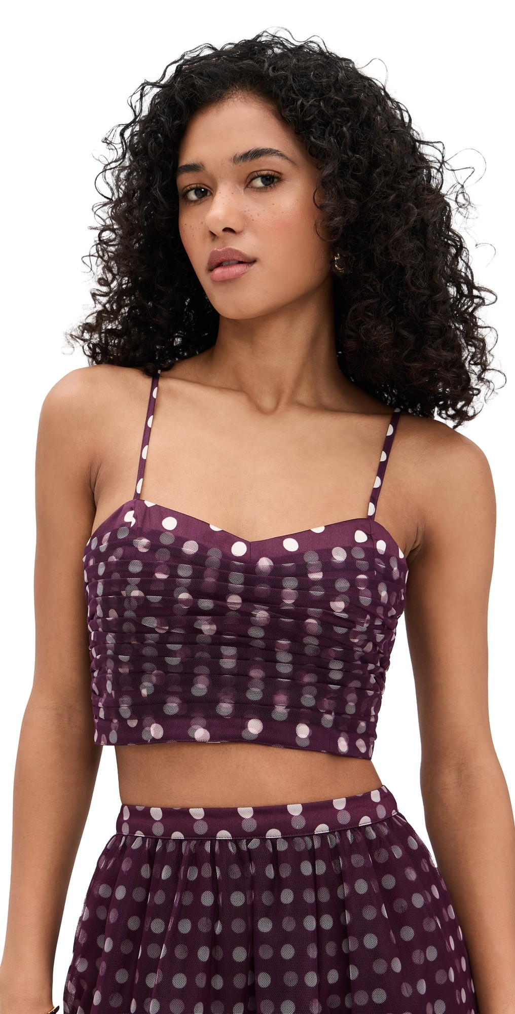 Cinq à Sept Camille Polka Dot Selly Top Deep Plum/Limestone S | Shopbop