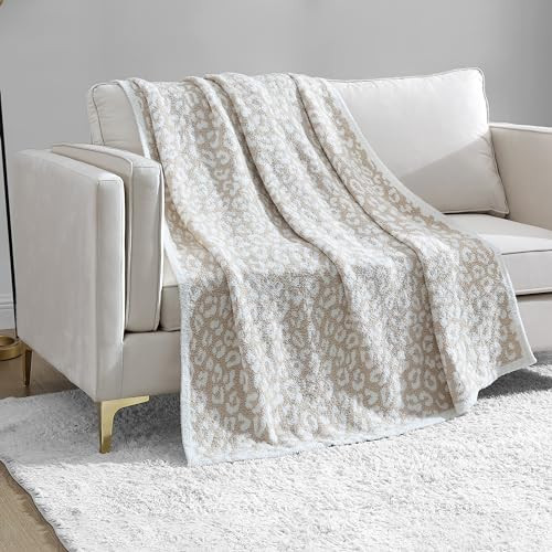 Juicy Couture Leopard Jacquard Throw Blanket - Beige Animal Print 50"X70" Cozy Plush Blanket | Amazon (US)