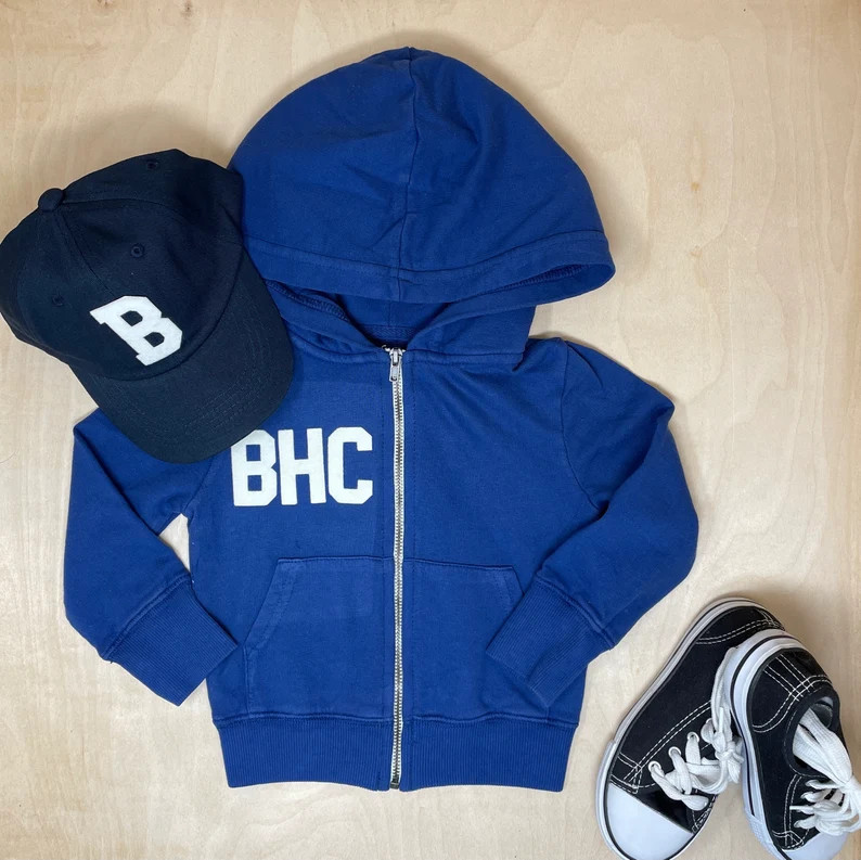 Personalized Zip up Hoodie Sweatshirt With Wool Letters | Etsy | Etsy (US)