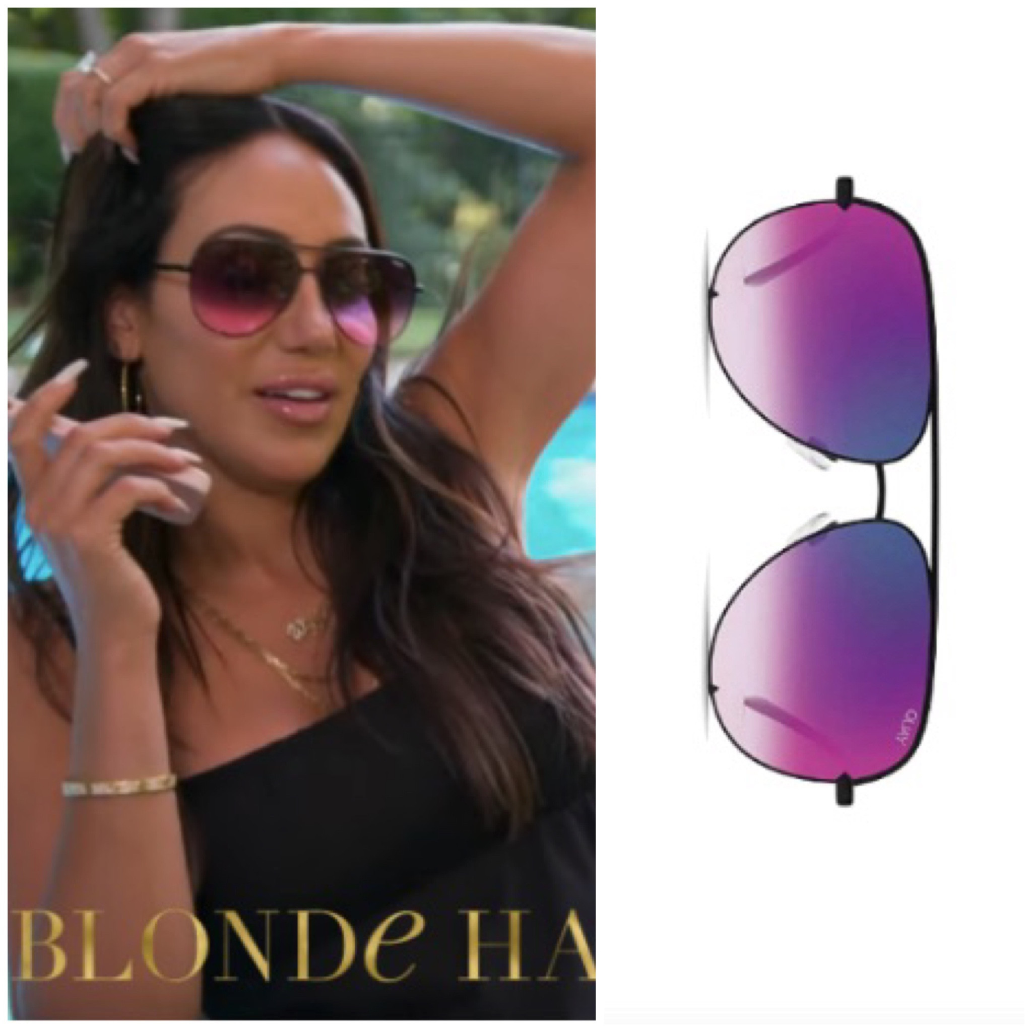 Melissa Gorga’s Purple Gradient Aviator Sunglasses (dress originally from @envybymg)