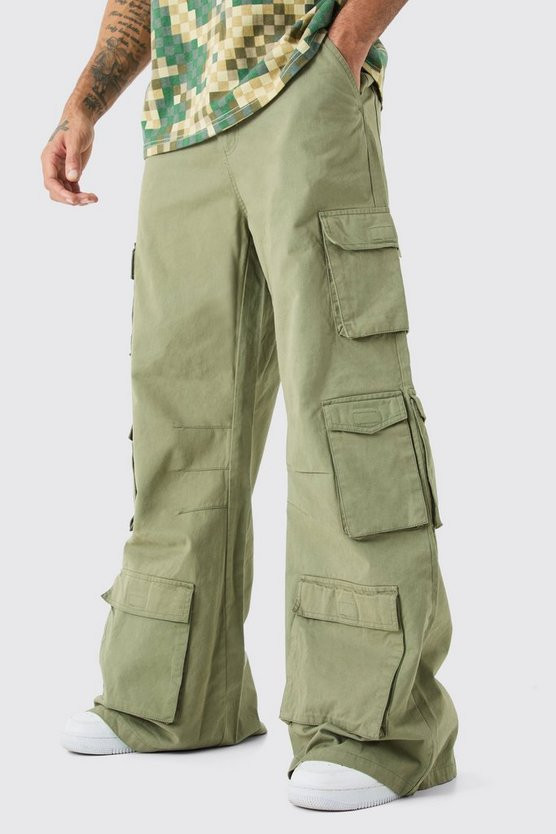 Extreme Baggy Rigid Multi Cargo Pocket Trousers | boohooMAN (US & Canada)