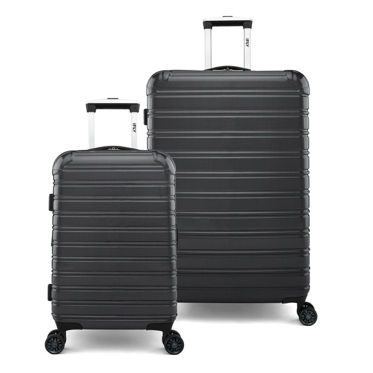 iFLY Hardside Fibertech 2 Piece Luggage Set, 20-inch Carry-on and 28-inch Checked Luggage, Black | Walmart (US)