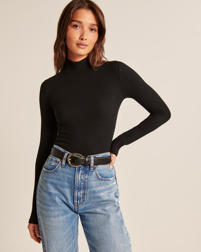 Women's Long-Sleeve Mockneck Top | Women's | Abercrombie.com | Abercrombie & Fitch (US)