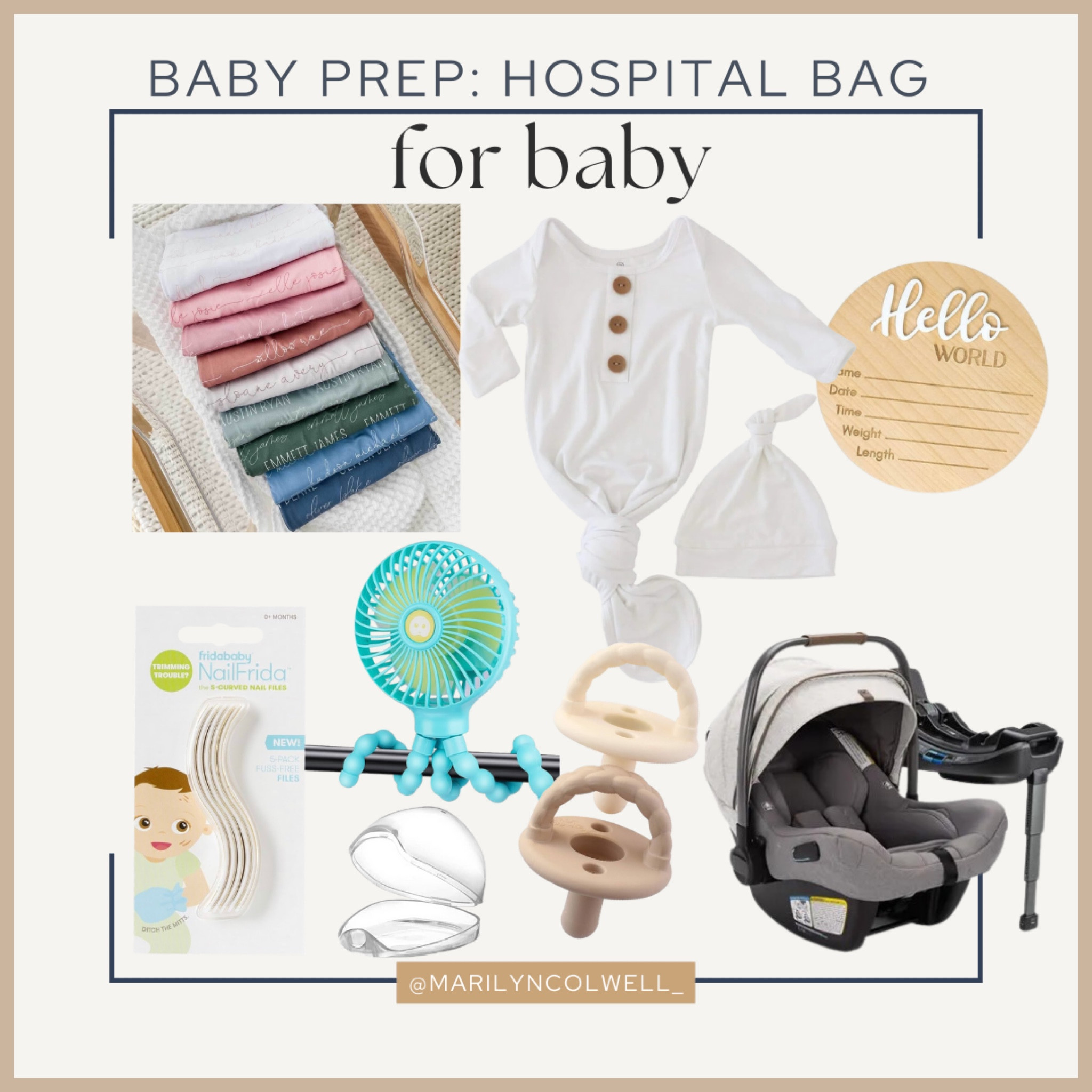 Baby Prep: Hospital Bag for baby 🫶🏻 What we are bringing for our sweet boy! We kept it fairly simple by packing the essentials linked here! We used packing cubes for my things + baby things to keep it all easily accessible!

We also packed two extra outfits for him just in case we want to snag a few other little photos in the hospital!


Caden Lane Personalized swaddle, bamboo baby gown and hat, nuna car seat, portable fan, itzy ritzy pacifiers, frida baby nail file, hello world disc