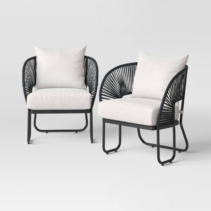 Mackworth 2pk Rope Patio Club Chairs, Outdoor Furniture - Black - Threshold™ | Target