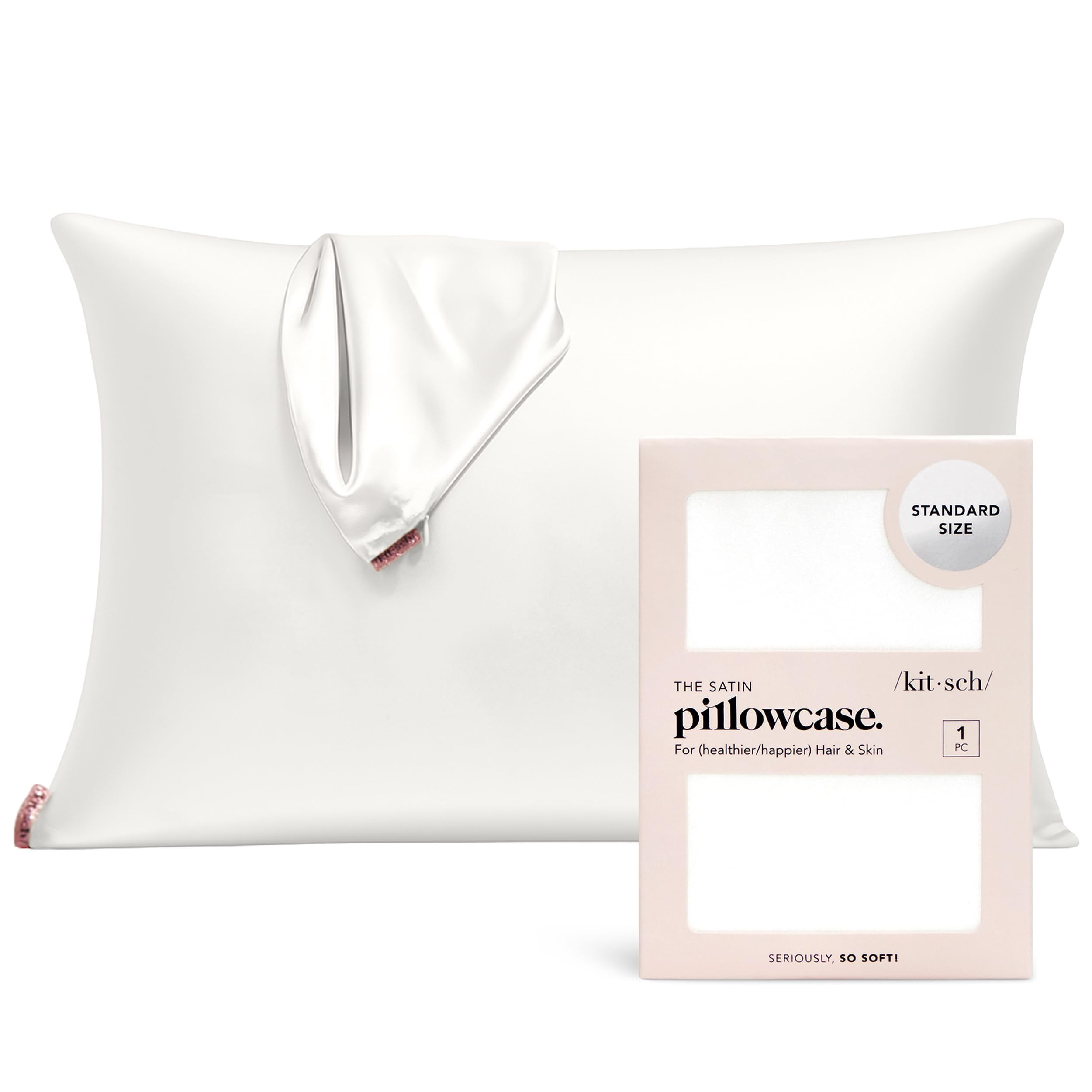 Kitsch Satin Pillowcase with Zipper for Hair & Skin, Softer Than Silk Pillow Cases Standard Size,... | Amazon (US)