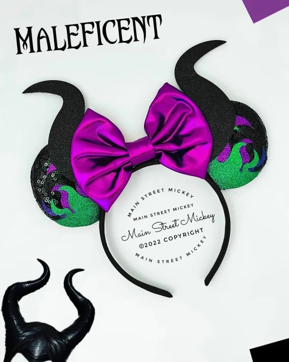 Minnie Mouse Ears, Maleficent Minnie Ears, Villain Mickey Ears, Disneyland Ear, Character Minnie ... | Etsy (US)