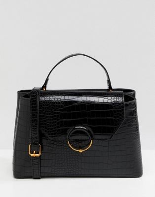 ASOS DESIGN croc city bag with ring ball detail | ASOS US