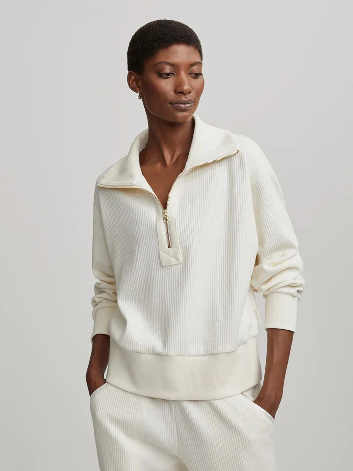 VARLEY | Radford Half-Zip Sweater - Egret | Mad About Style Boutique