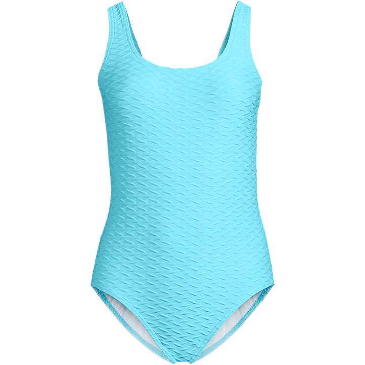 Women's Chlorine Resistant Texture High Leg Soft Cup Tugless Sporty One Piece Swimsuit | Lands' End (US)