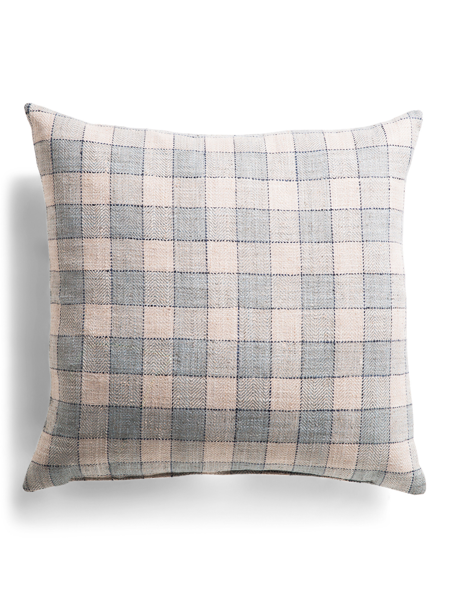 Made In Usa 22x22 Celeste Lagoon Gingham Checks Feather Filled Pillow | TJ Maxx