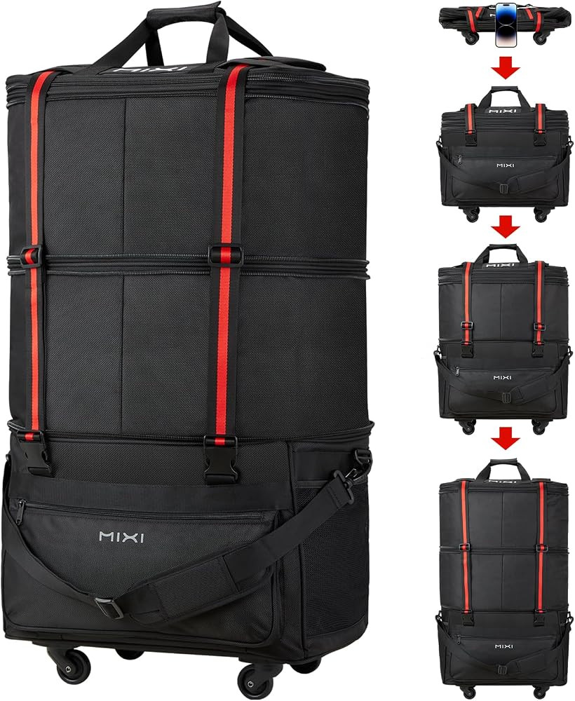 mixi Travel Bag with Wheels Expandable Foldable Luggage Bag Collapsible Rolling Travel Bag Duffel... | Amazon (US)