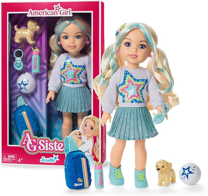 American Girl, AG Sisters Jozette Doll, with Blue Eyes, Long Wavy Blonde Hair with Blue Highlight... | Amazon (US)