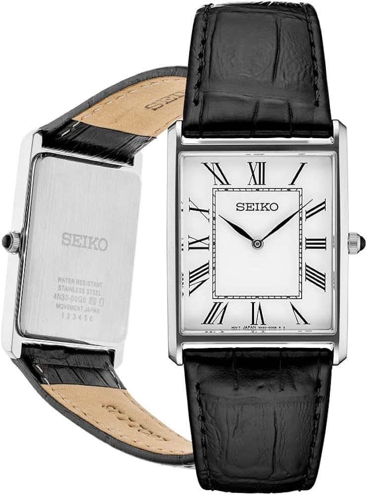 SEIKO Essentials Watch for Men - Essentials - Water Resistant with Stainless Steel Rectangular Ca... | Amazon (US)