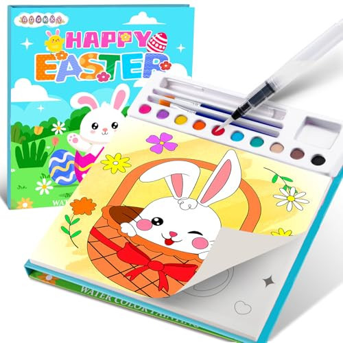 AGGKKY Easter Paint with Water Coloring Books for Kids Toddlers Mess Free Watercolor Painting Sets Arts and Crafts for Kids 3+ Travel Activities Easter Stuffers Toy Gift (Blue) | Amazon (US)