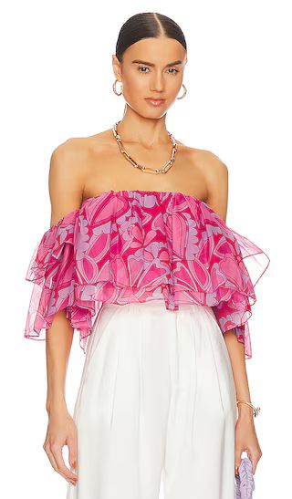 x REVOLVE Rossella Ruffle Top in Candy Hearts | Revolve Clothing (Global)