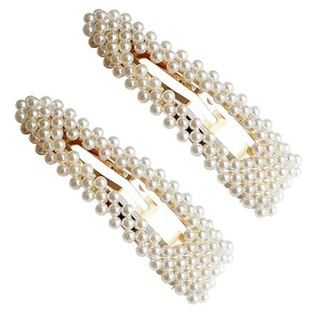 2PCS Sweet Imitation Pearl Hair Clips Hairpin Simple Fashion Alloy BB Hairgrip Hair Accessories f... | Amazon (US)
