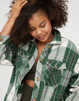 OFFLINE Flannel Button Down Jacket | American Eagle Outfitters (US & CA)