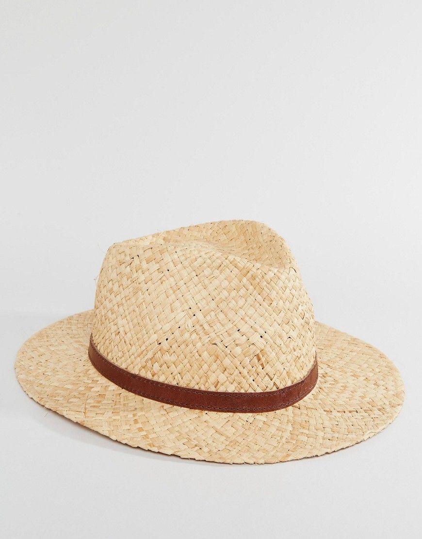 Catarzi Straw Fedora With Leather Band - Beige | ASOS US