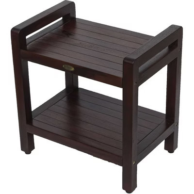 HomeRoots Rectangular Teak Shower Bench With Handles In Brown Finish | Target