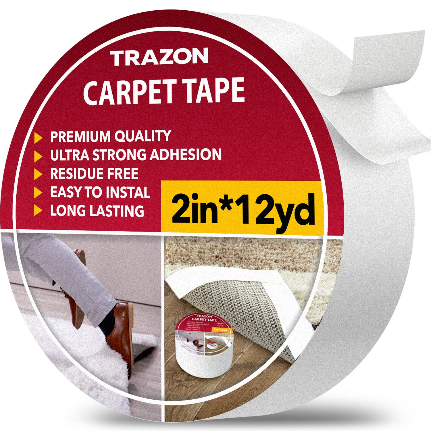 Carpet Tape Double Sided - Rug Tape Grippers for Hardwood Floors and Area Rugs - Carpet Binding T... | Amazon (US)