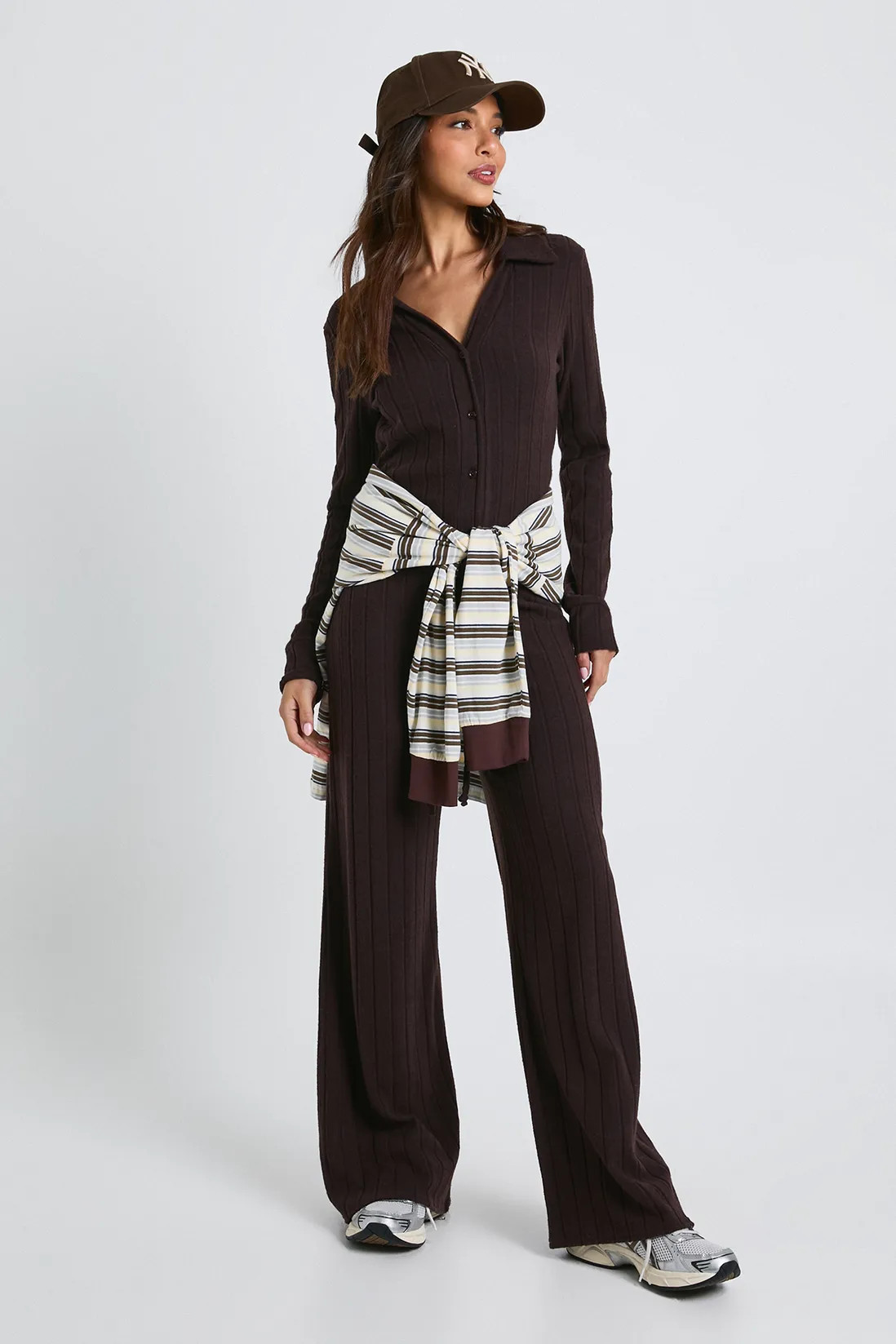Brushed Rib Wide Leg Trouser | Boohoo.com (UK & IE)