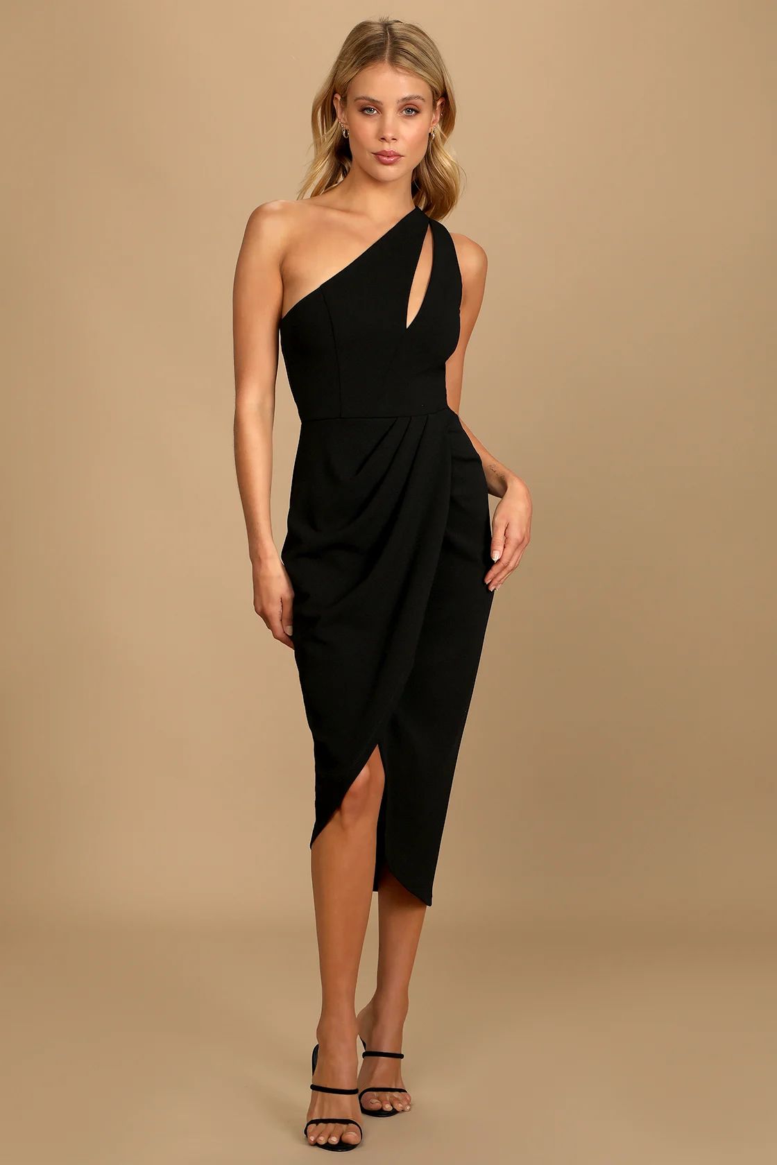 So Flirty Black One-Shoulder Cutout Asymmetrical Dress | Lulus (US)