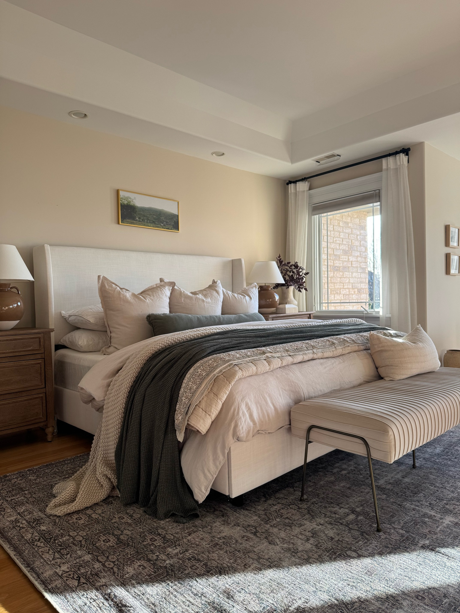 Layered bedding with a mix of high end and affordable finds! #bedroom #bed #bedding #target #targetstyle #home #rug #targethome #wayfairfinds #wayfair #nightstand 

#LTKMostLoved #LTKSaleAlert #LTKHome