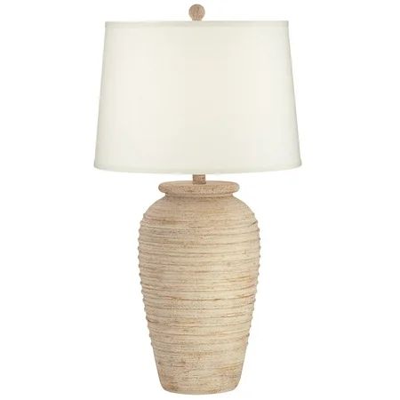 John Timberland Rustic Table Lamp Southwest Sand Toned Ridged Cream Linen Drum Shade for Living R... | Walmart (US)