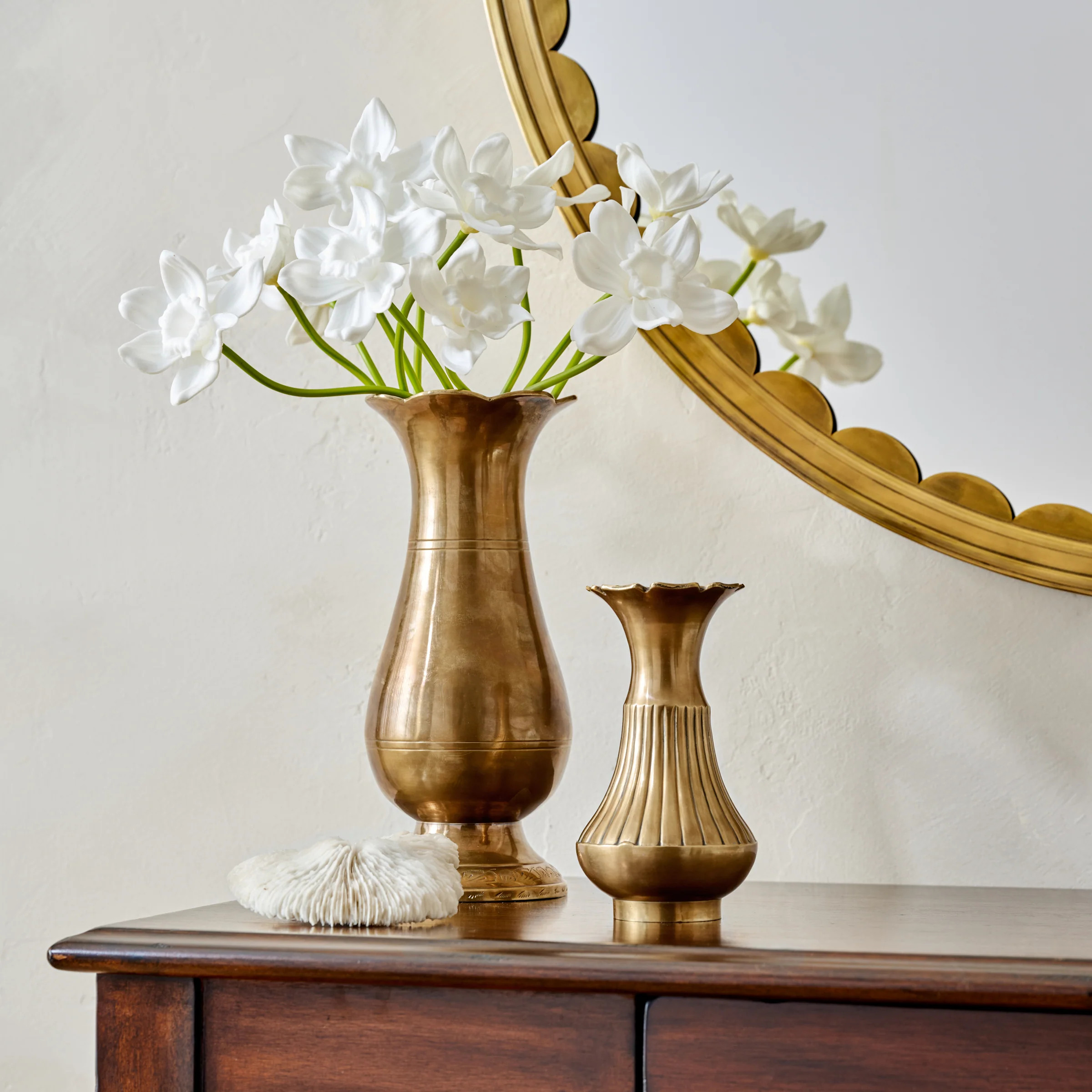 Anna Antiqued Solid Brass Vase | Magnolia