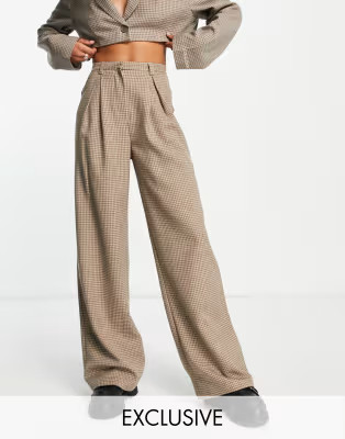 COLLUSION wide leg check pant with deep pleats | ASOS (Global)