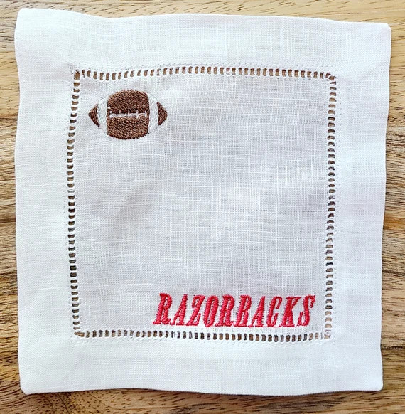 Football Tailgate Embroidered Cocktail Napkins  Customize for - Etsy | Etsy (US)