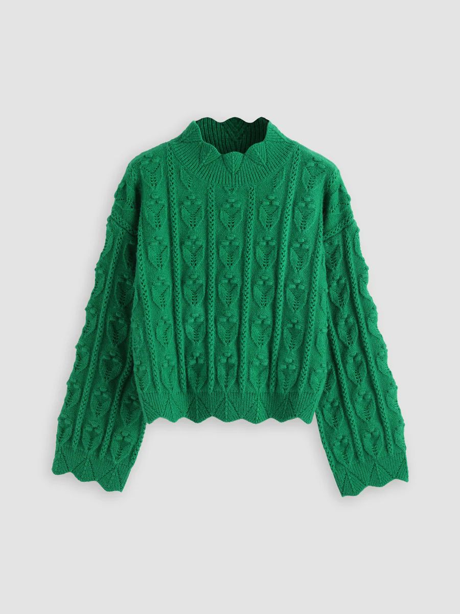 Tractor Green Textured High Neck Sweater | Cider