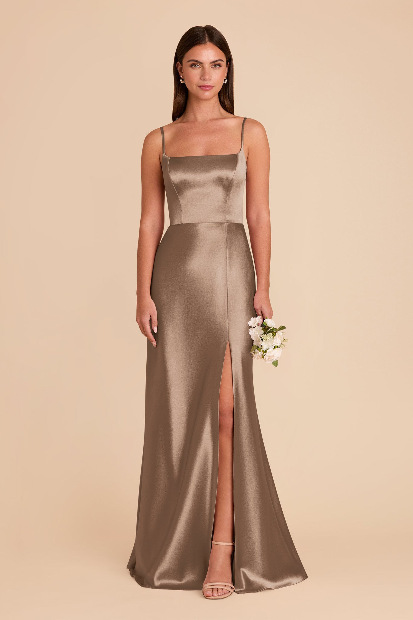 Mai Mocha Shiny Satin Dress | Birdy Grey | Birdy Grey