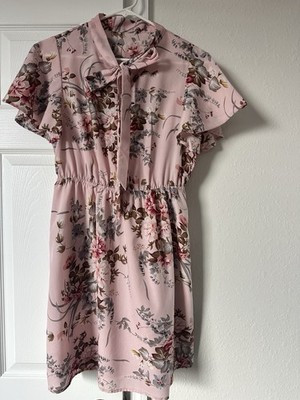 Floral, Pink Woman, Short Dress Cocktail, Short Sleeve Size Small | eBay | eBay US