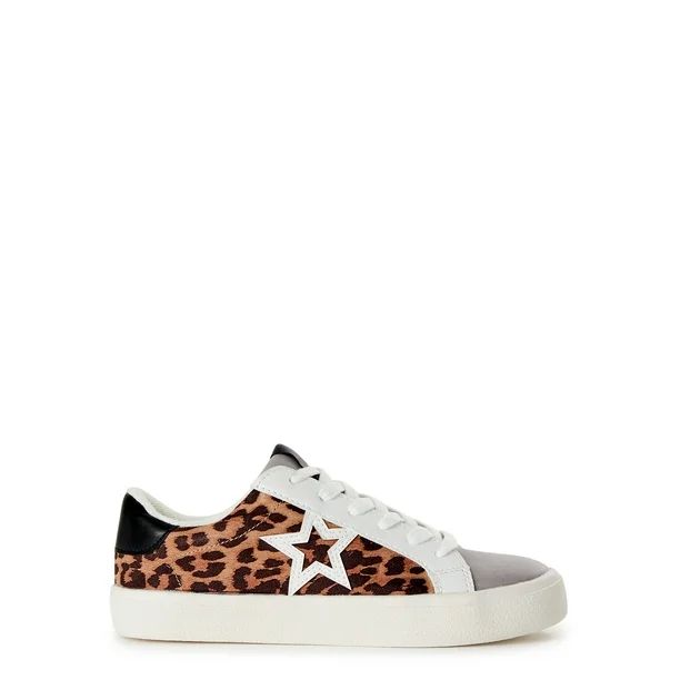 No Boundaries Women's Low Top Leopard Print Star Sneakers - Walmart.com | Walmart (US)