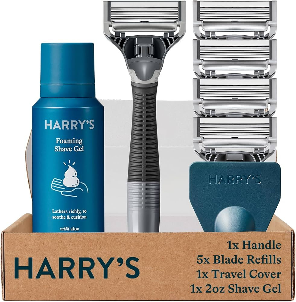 Harry's Razors for Men, 1 Handle (Charcoal) and 4 Razor Blade Refills with German Engineered 5-Bl... | Amazon (US)