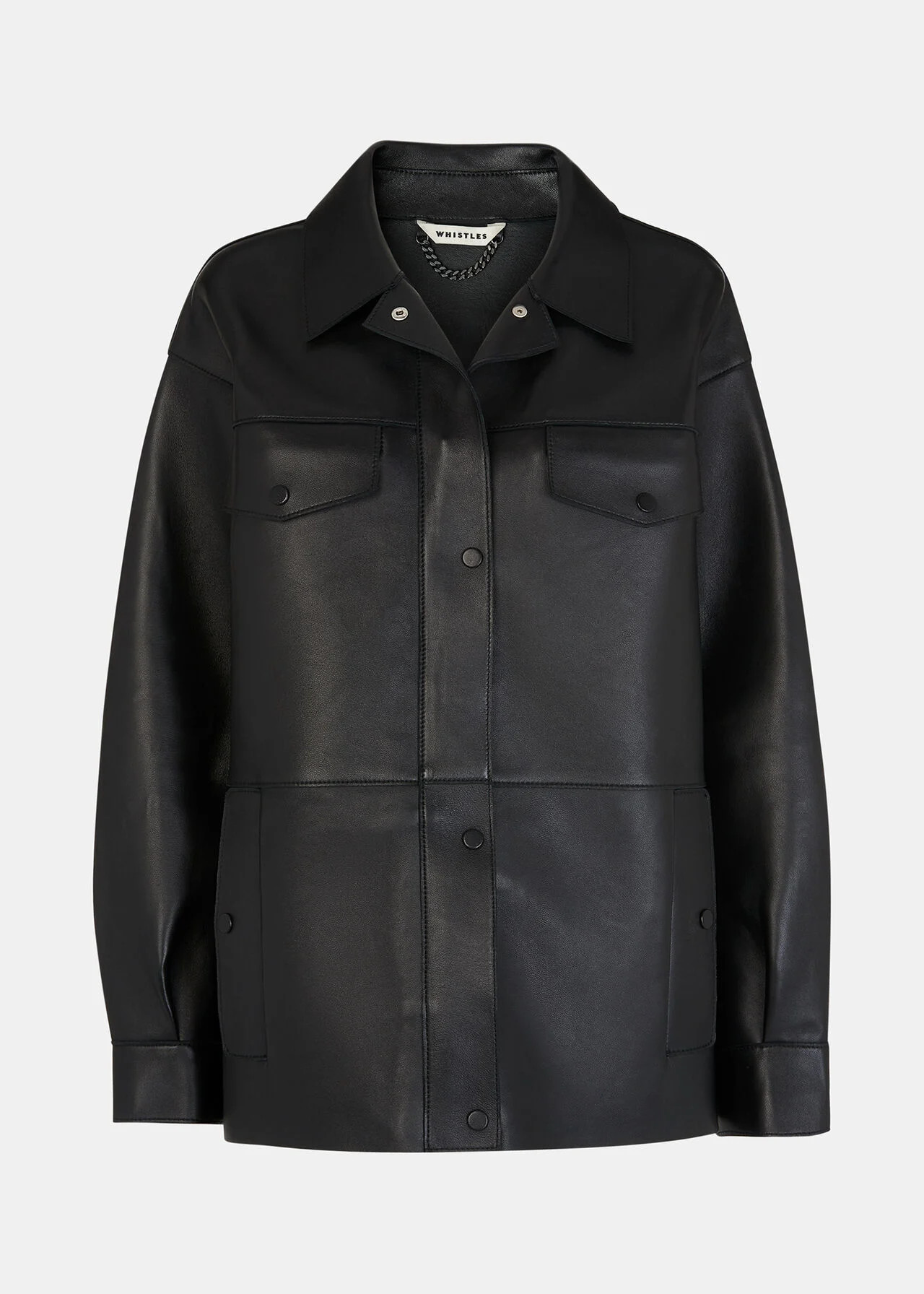 Black Clean Bonded Leather Jacket | WHISTLES | | Whistles