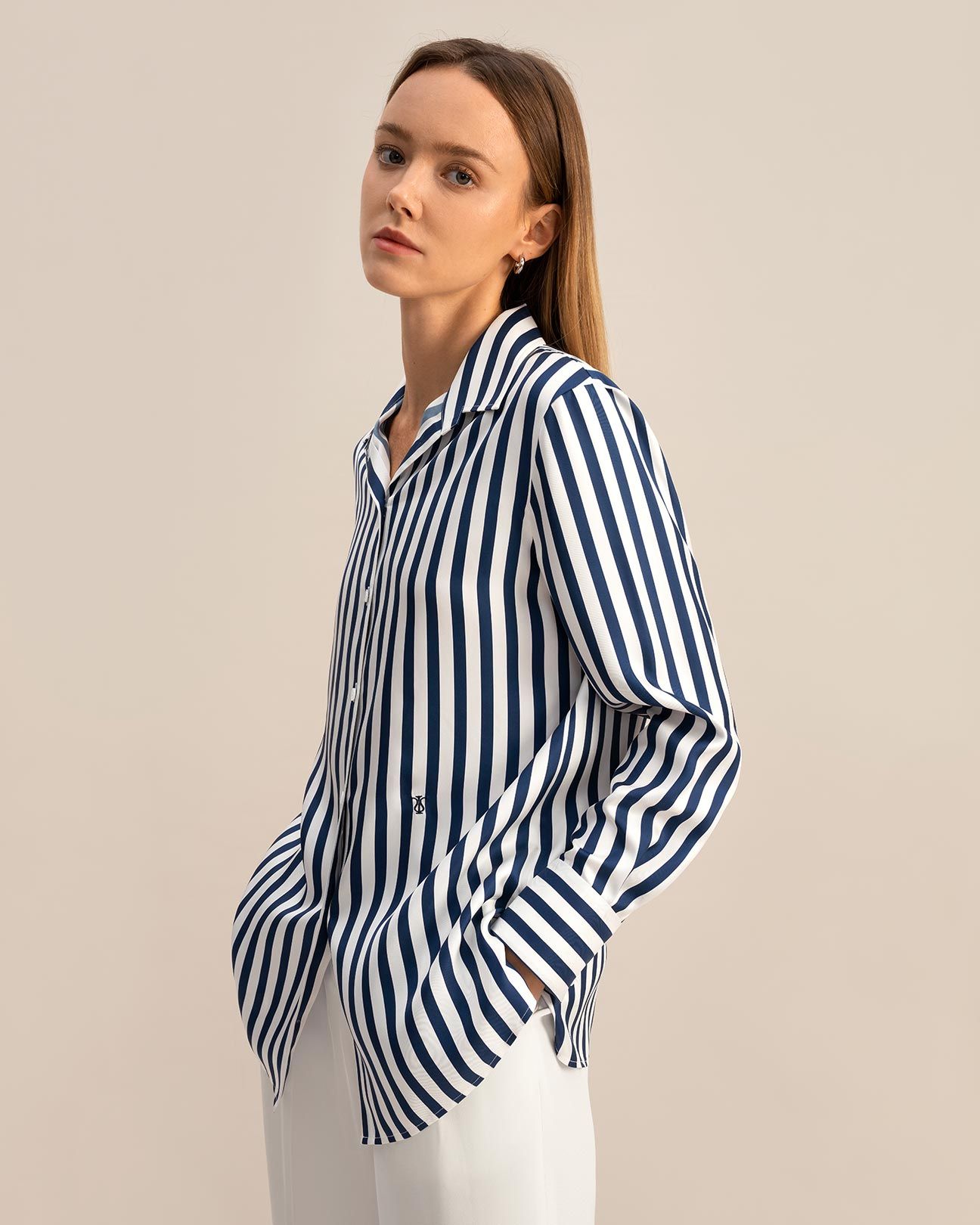 The Amalfi Stripe Silk Shirt | LilySilk