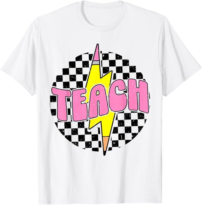 Teach Pencil Lightning Bolt Retro Back To School for Teacher T-Shirt | Amazon (US)