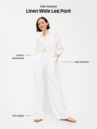 High-Waisted Linen-Blend Super Wide-Leg Pants | Old Navy (US)