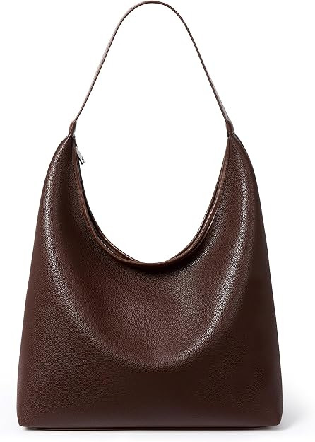 Large Hobo Bag for Women, Soft Vegan Leather Shoulder Tote with Zipper | Amazon (US)