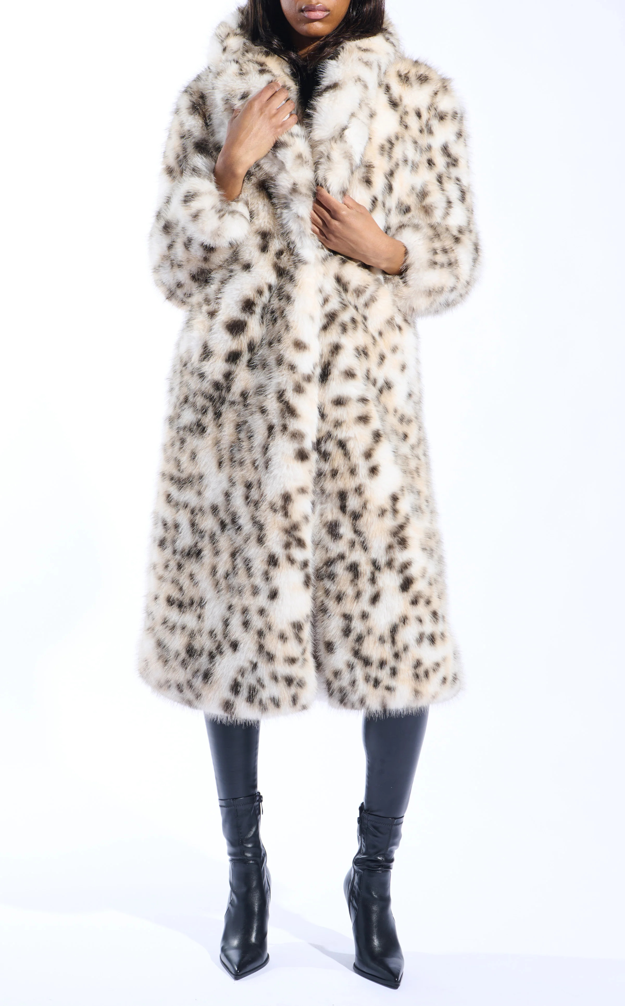 PEPPER-TANMULTI LEOPARD FAUX FUR COAT | Azalea Wang