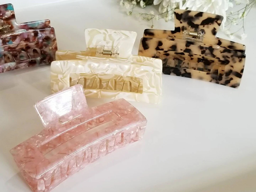 Extra Large Tortoise Hair Claw Clip, French Rectangle Clip | Etsy (US)