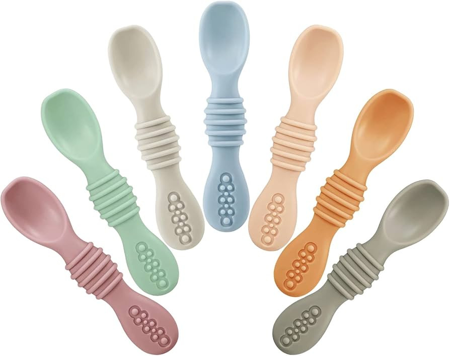 PandaEar 7 Pack Baby Led Weaning Spoons| Silicone Baby Spoons Self Feeding Utensils, Toddler Infa... | Amazon (US)