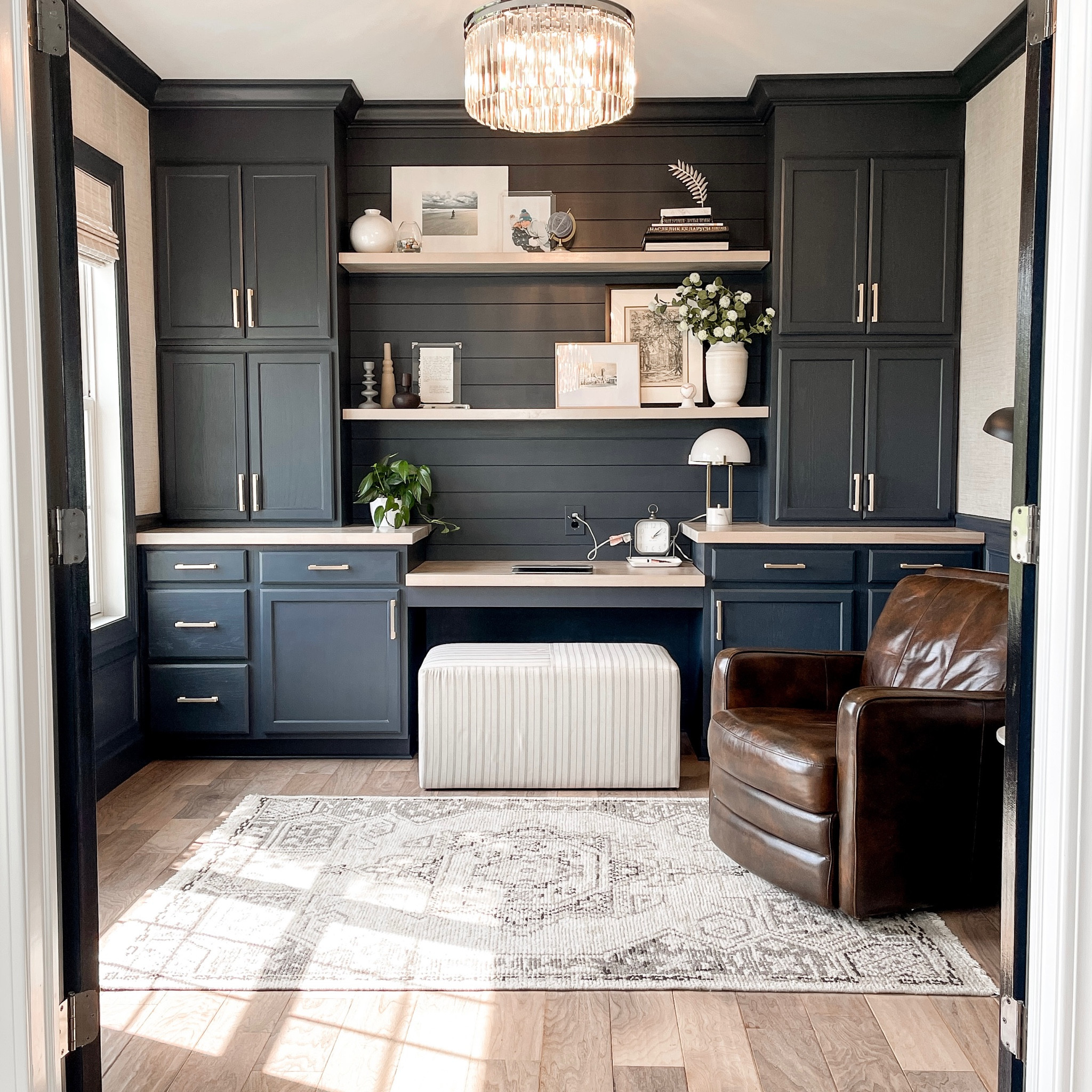 That beautiful crystal chandelier is part of Wayfair sale right now! 

Home office, office built in storage, office built-in desk, dark office, Target rug, Turkish rug, upholstered bench, Amazon home decor

#LTKsalealert #LTKhome #LTKFind