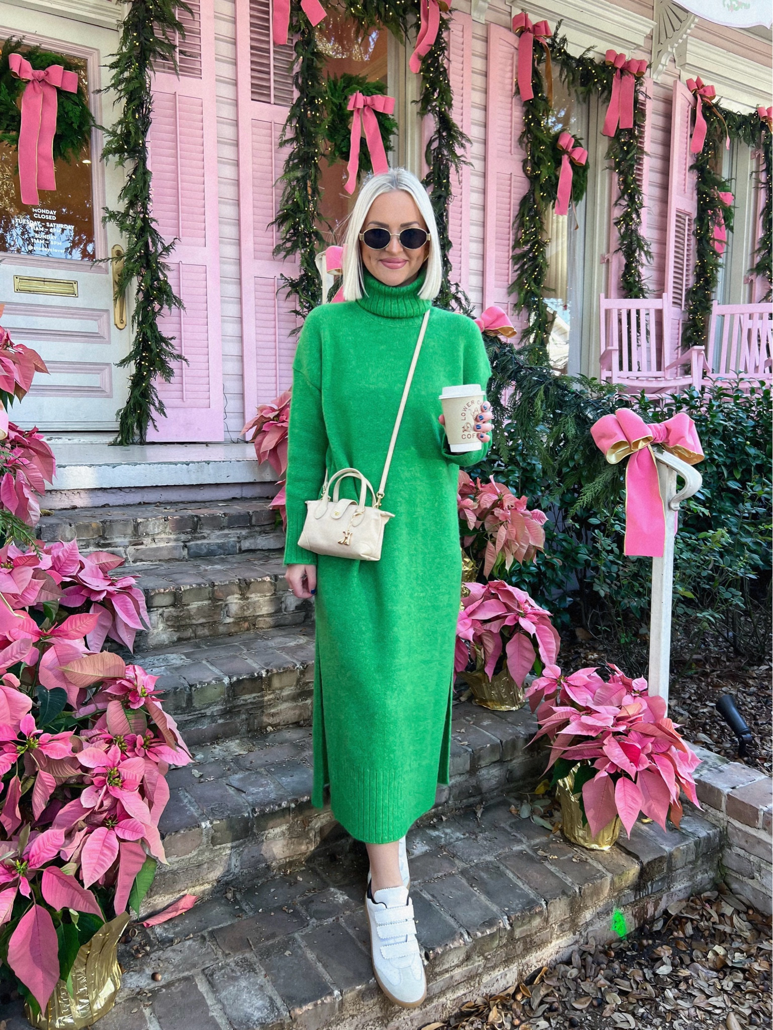 30% OFF - Green karigan sweater midi dress / green turtleneck sweater dress / green sweater dress / Christmas outfit 
Size: XXS regular (size down one)
Velcro sneakers (size: 38, size up one) / New Orleans outfit 

#LTKTravel #LTKHoliday #LTKCyberWeek