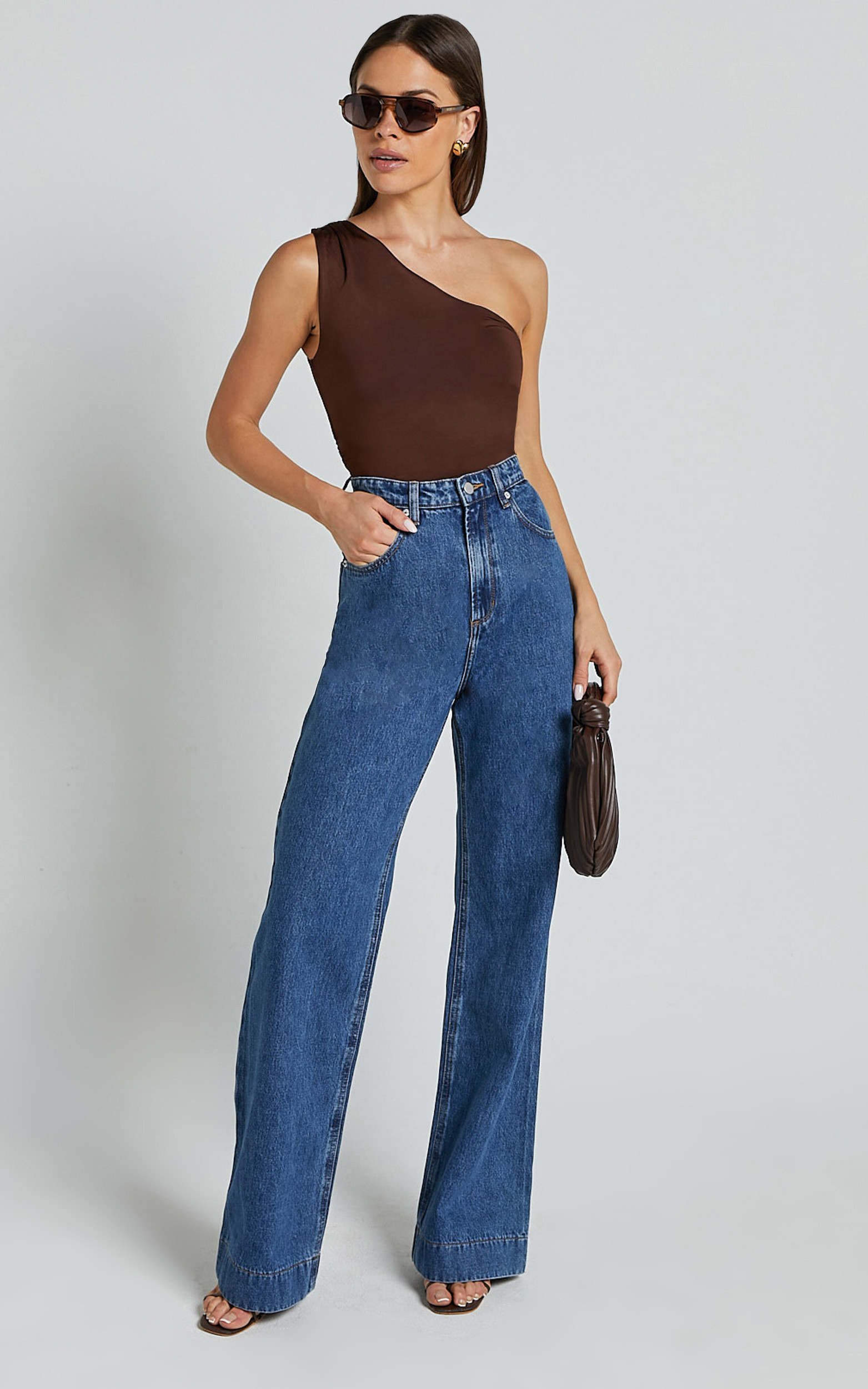 Emman Jeans - High Waisted Cotton Wide Leg Denim Jeans in Dark Blue Wash | Showpo (ANZ)