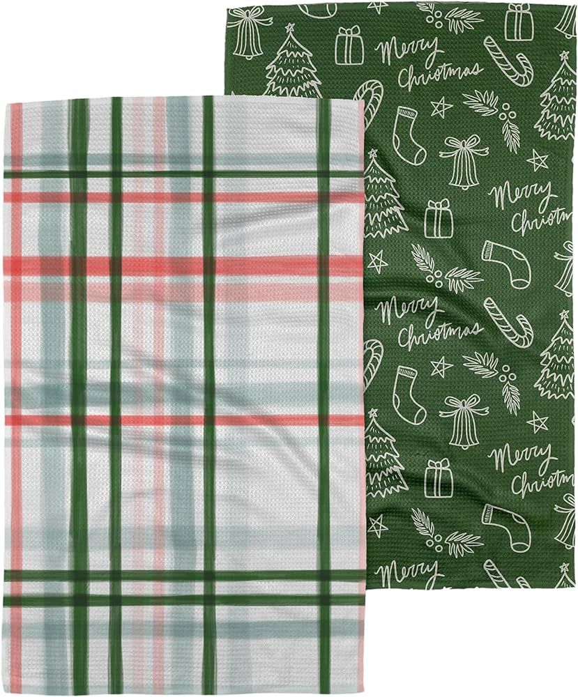 GEOMETRY Christmas Kitchen Towels - Quick Dry Microfiber Cloth Dish Towels for Kitchen Drying - P... | Amazon (US)
