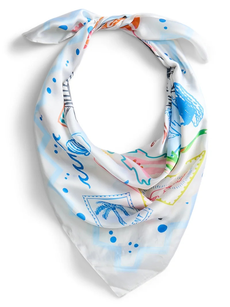 No Boundaries Printed Square Scarf, Women’s | Walmart (US)